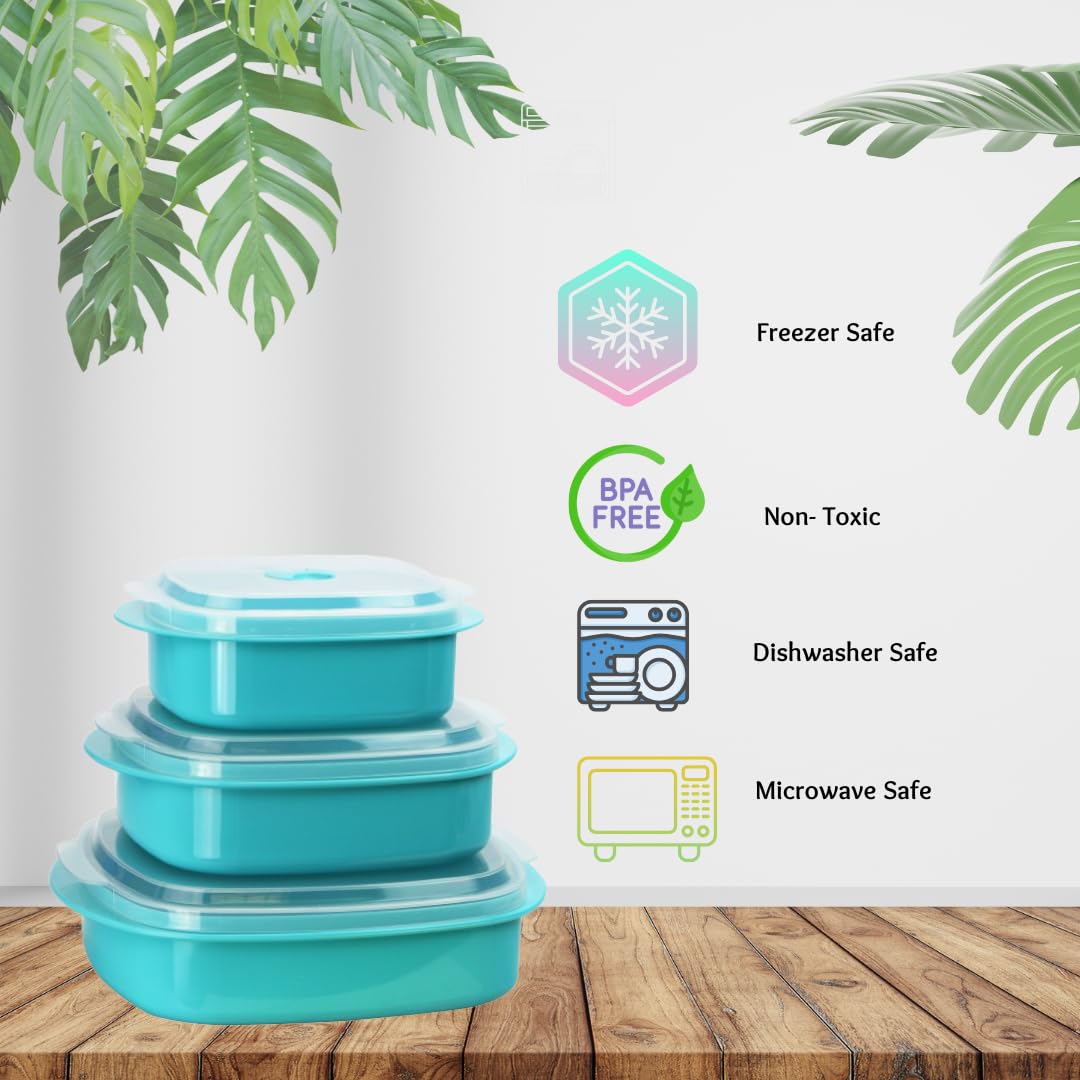 Reston Lloyd 20705 Calypso Basics 6-częściowy zestaw naczyń do kuchenki mikrofalowej, plastiku, niebieski indygo