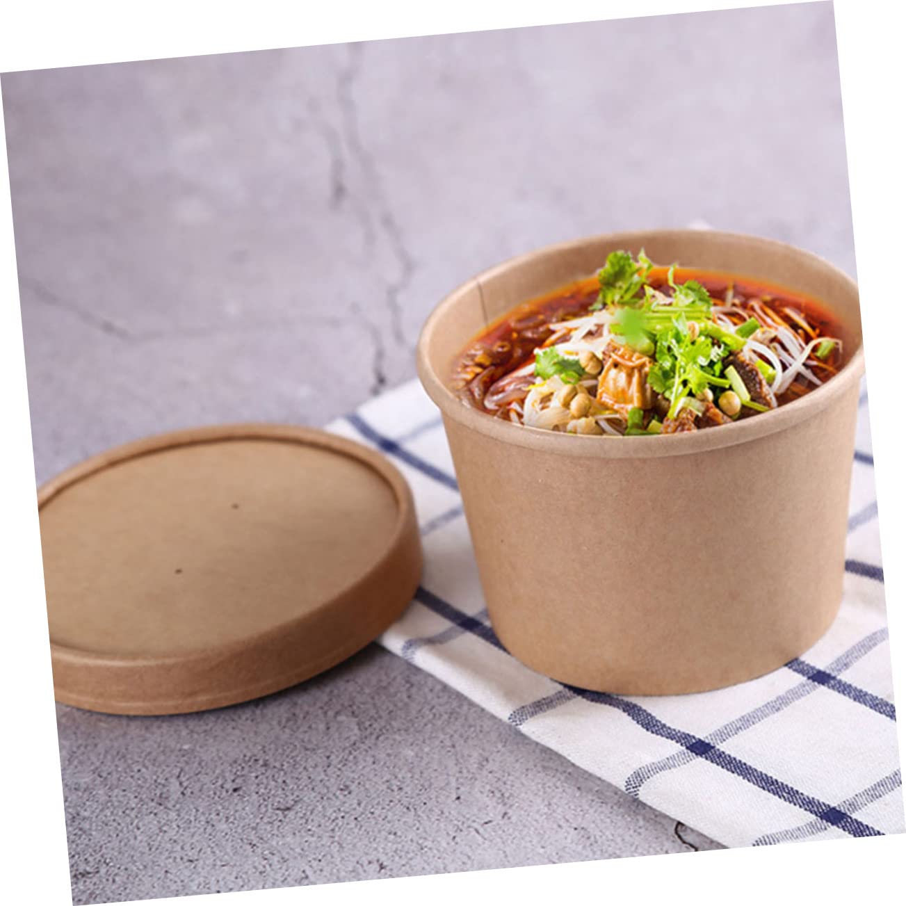 Happyyami 40Pcs Thickened Paper Soup Cup Lids Covers for Disposable Soup Buckets and Porridge Cups for Home Parties and Events Safe and Easy to Use