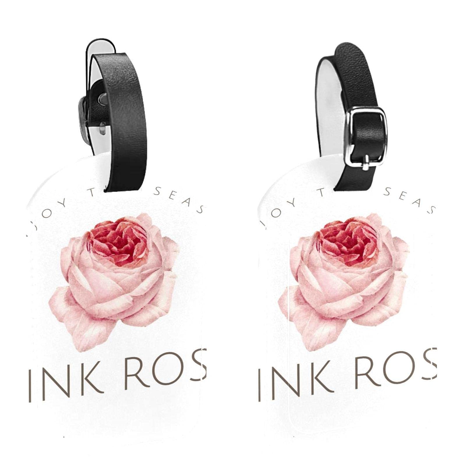 Etichette per bagagli, confezione da 2 etichette per bagagli in pelle PU, protezione della privacy, maiali rosa e corona