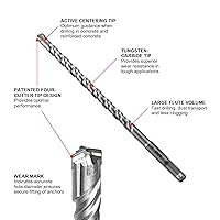 Vista 4 de SALI 10 brocas de martillo giratorio SDS Plus de 1/2 x 6 pulgadas, kit de broca para hormigón, material de carburo de doble rosca de tipo cruzado