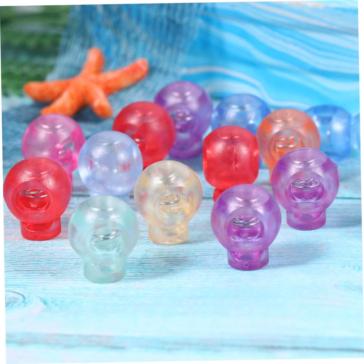 LIFKOME 1set Adjustable Round Plastic Toggle Cord Locks of Transparent Single Hole Stoppers for Drawstrings and Bags