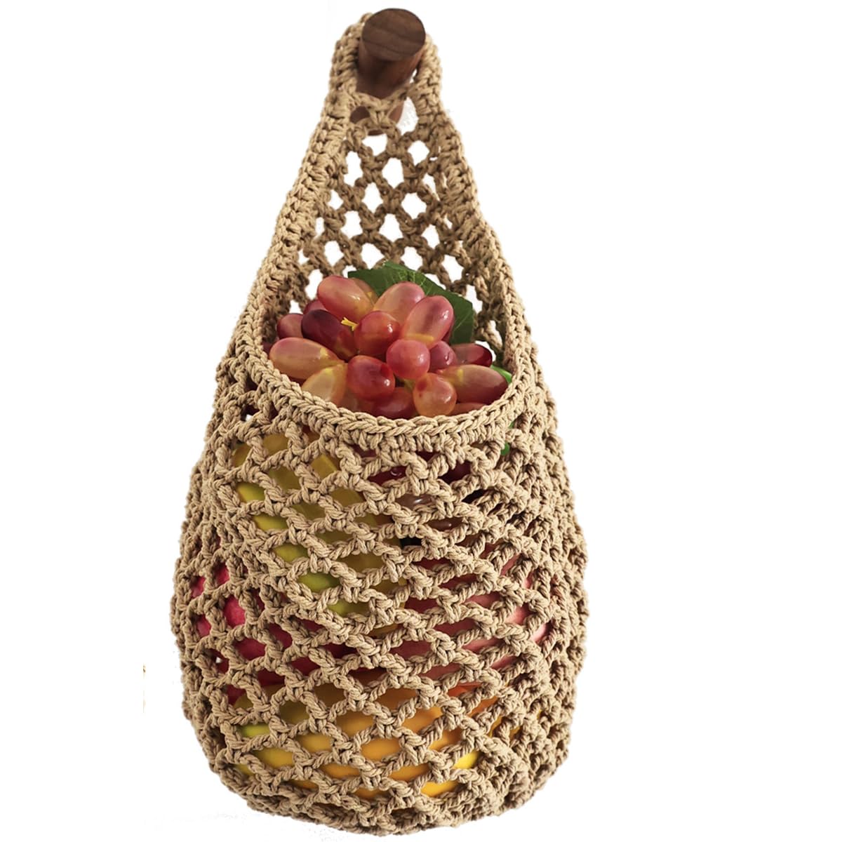 KARLOR Large Mesh Bag Handwoven Cotton Rope Storage Bag Wall Hanging Storage Bag for Hanging Reusable Fruit Toy Mesh Bag Wall Mounted 36 x 28 cm
