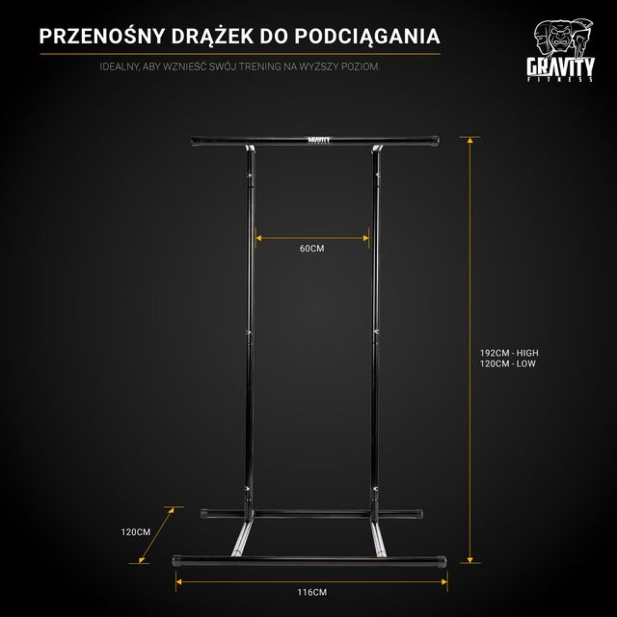 Gravity Fitness Drążek do podciągania - przenośny stojak do podciągania sprzęt do domowej siłowni, kalisteniki i trening masy ciała - regulowany stojak do podciągania i stacja do zanurzania