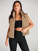 Vista 3 de AUTOMET Chaleco acolchado para mujer, sin mangas, para invierno, ropa de abrigo, cálida, acolchada, ligera, cuello alto, con bolsillos