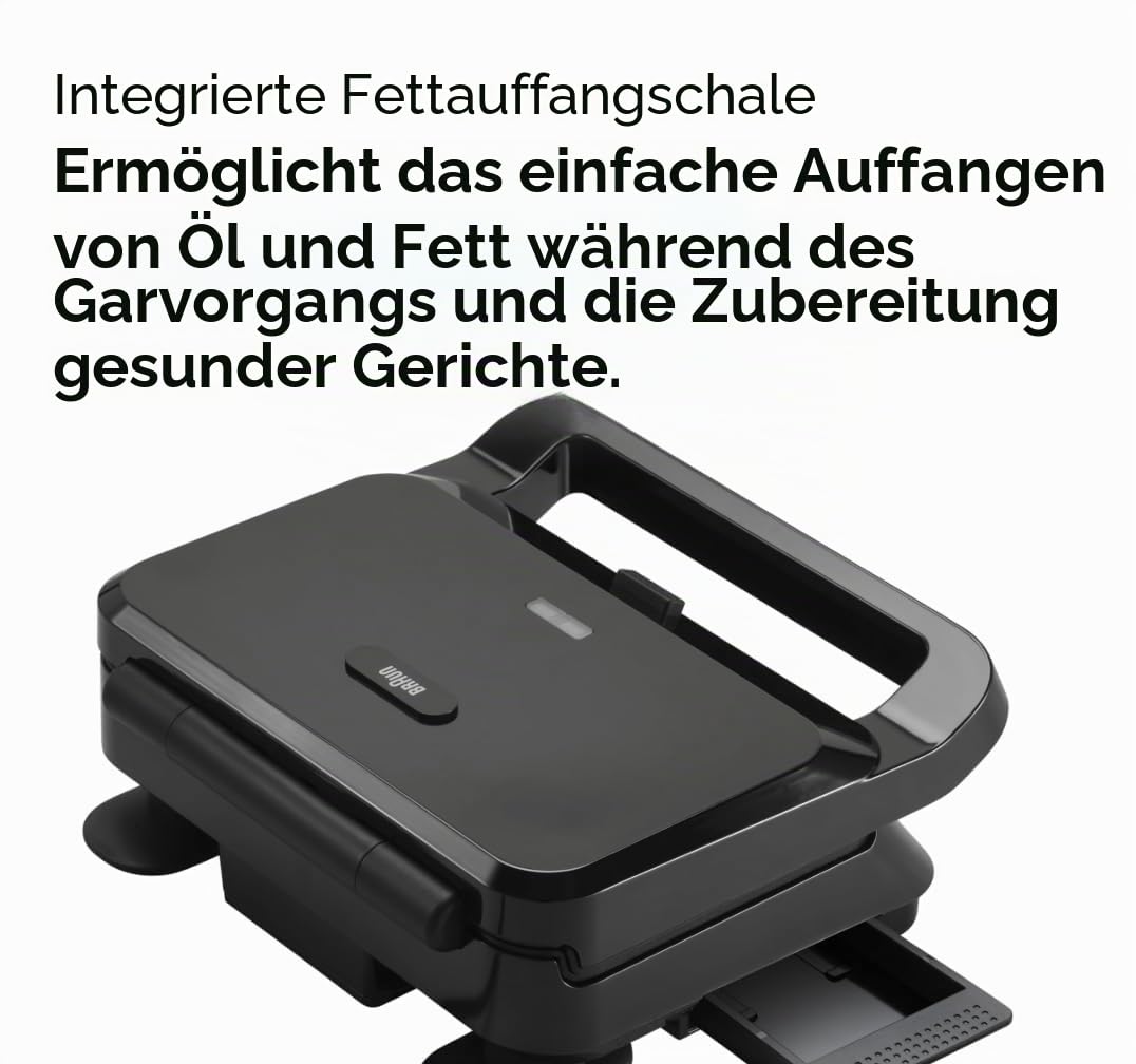 Braun SnackMaker 5 SM5001 Smörgåsgrill Avtagbara Plattor Gjuten Aluminium Diskmaskinssäkra 800W Svart