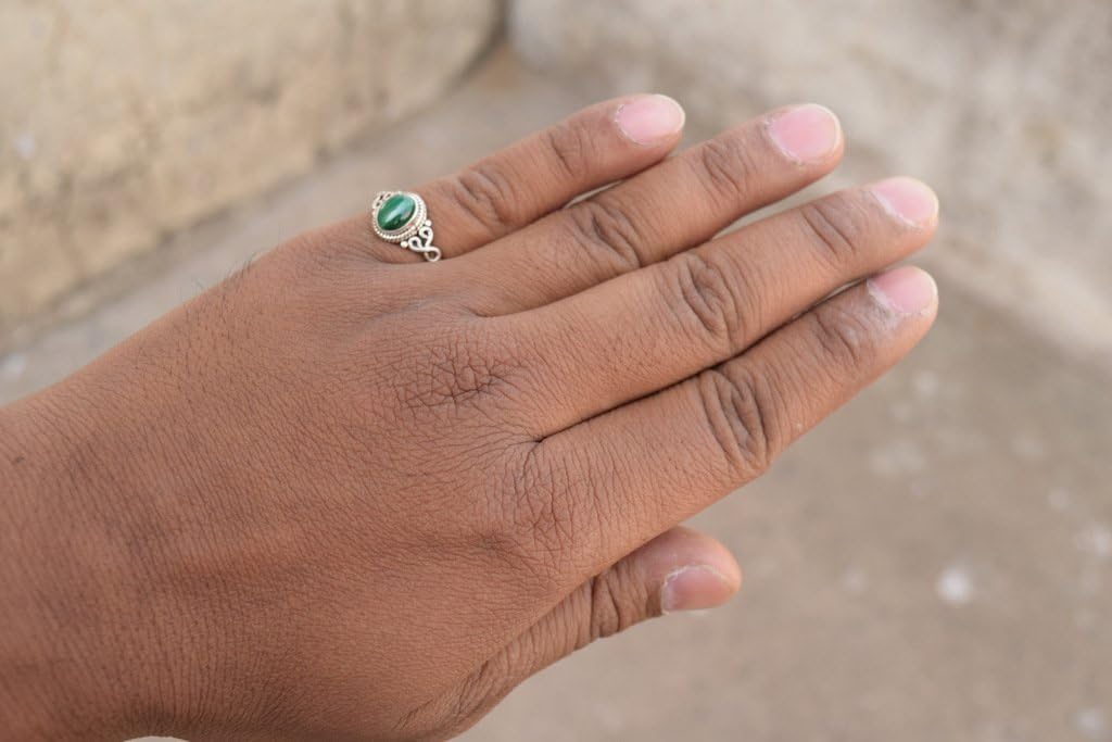 Avicrafts Malachite Stone Ring 925 Sterling Silver Statement Ring For Women Handmade Gemstone Christmas Jewellery Gift For Her - Image 2