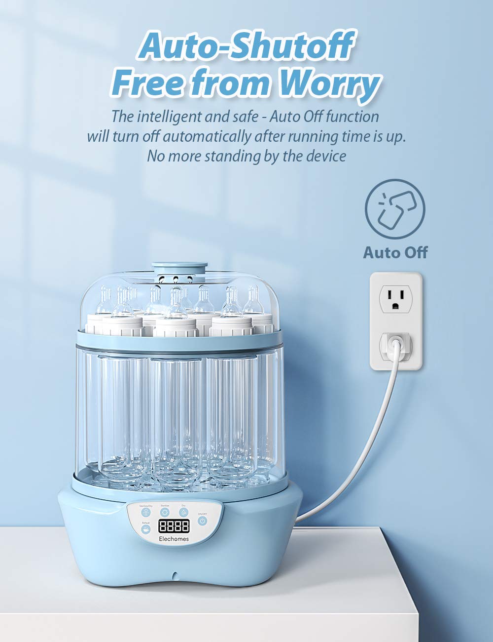 Baby Bottle Sterili-zer and Dryer, Elechomes Electric Steam Sterili-zer, Super Large Capacity 600W Fast Bottle Warmer with LED Display, Auto Shut Off, BPA-Free : Baby
