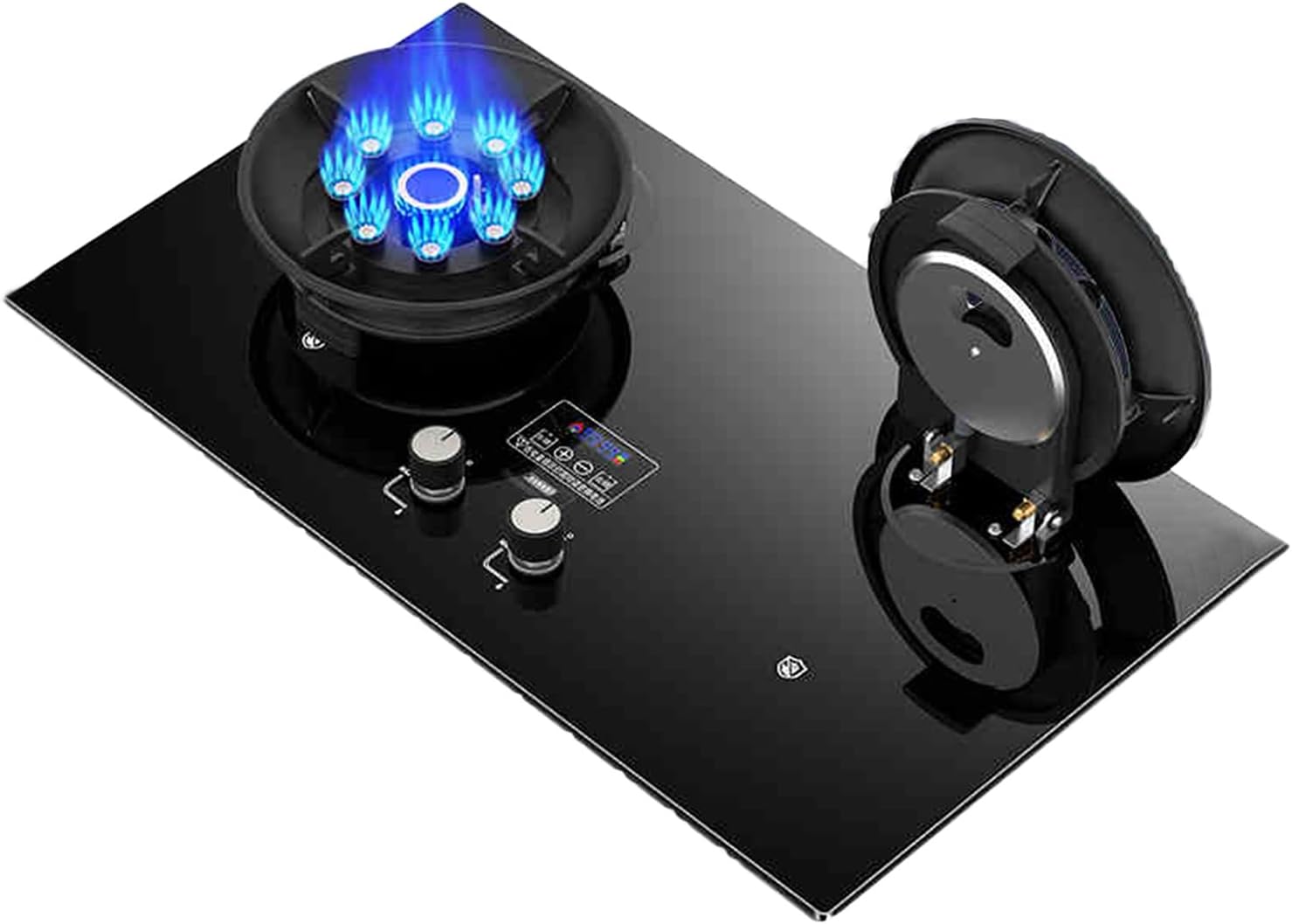 Gas Stove Double Burner,Tempered Glass Cooktop,Flip-top Gas Stove,NG/LPG Convertible Stove,with Flameout Protection and Double-sided Timing(LPG)