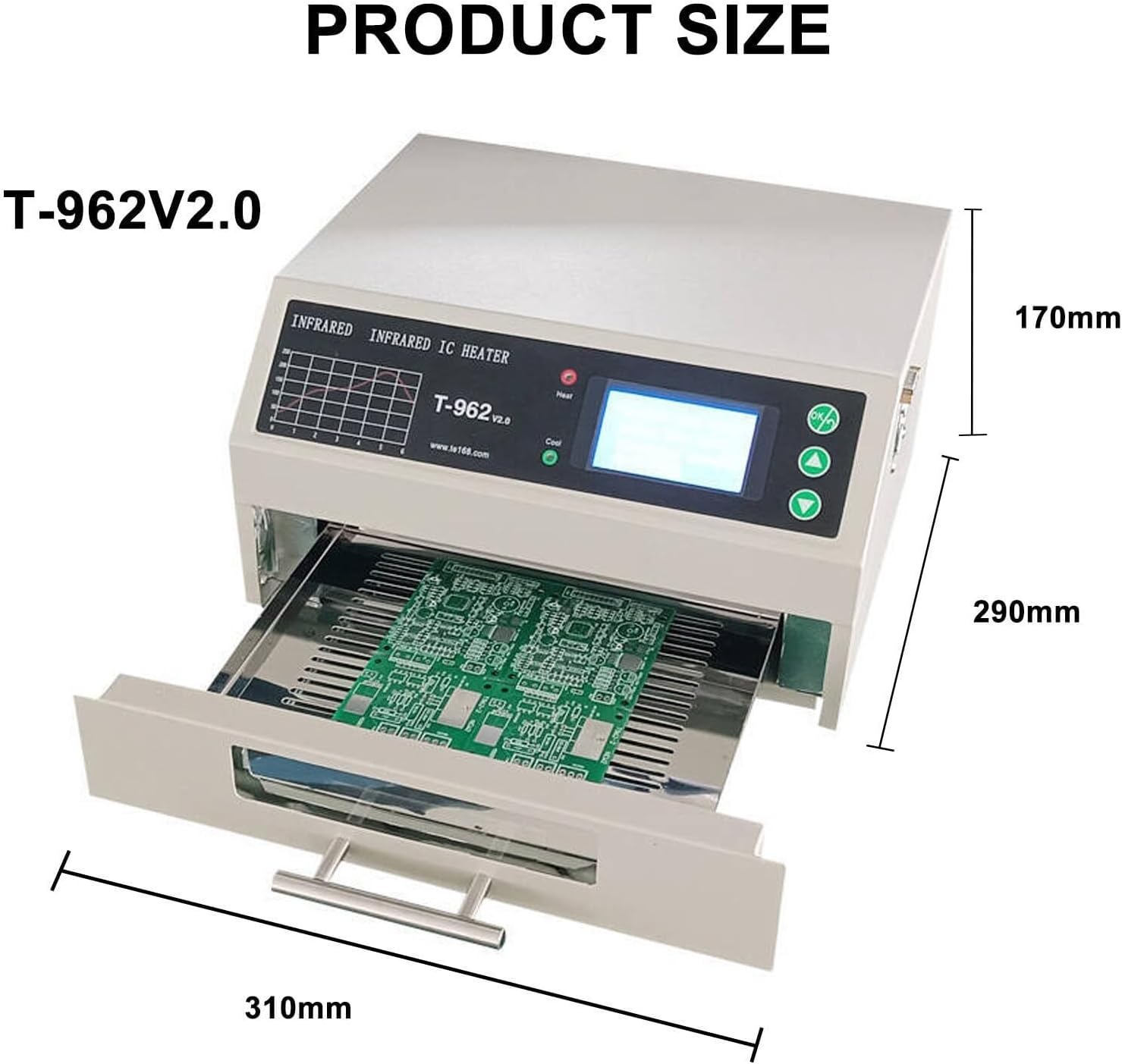 Reflow Oven, Infrared Heater Soldering Machine, PCB Board SMD SMT BGA Rework Station Tool, Can Connect Computer800W(220V)