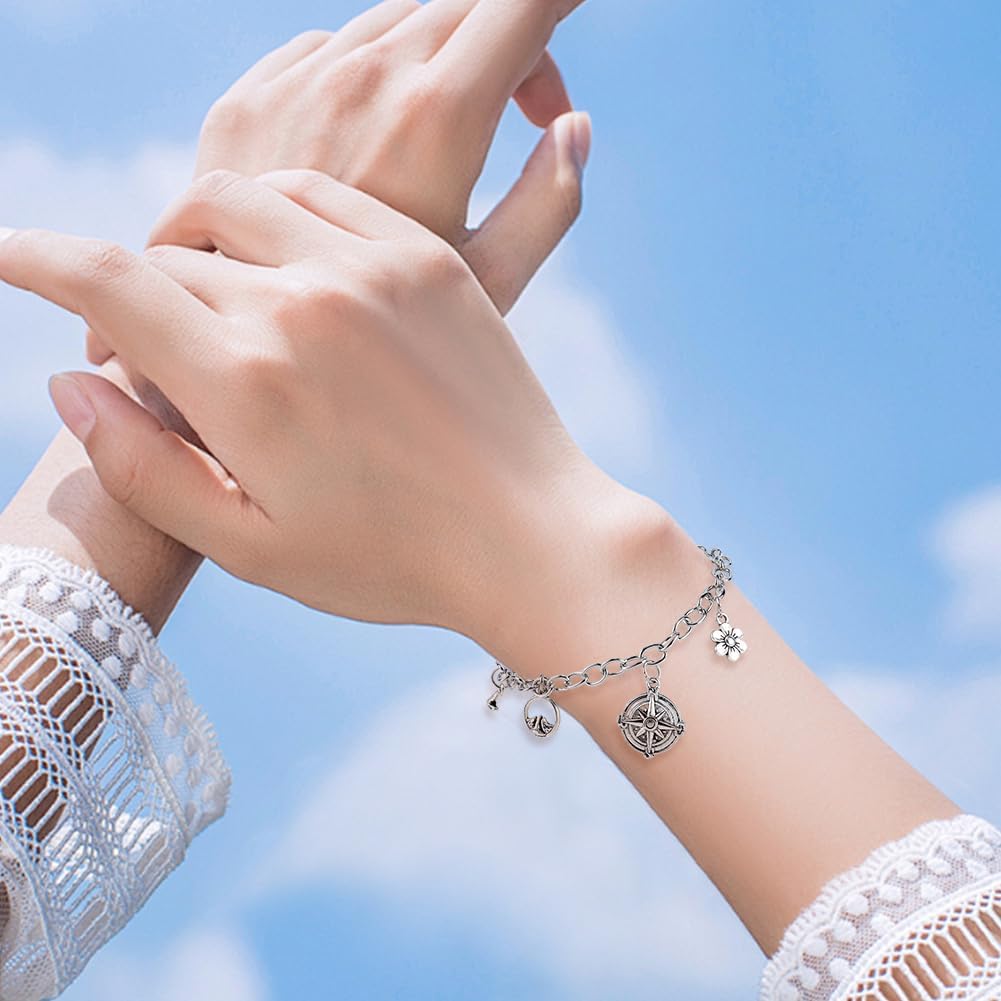 SUNNYCLUE 1 Box 50Pcs Silver Compass Charm Nautical Metal Charms Bulk Alloy Tibetan Style Antique Summer Hawaii Sea Ocean Anchor Pendants for Jewelry Making Necklace Earring DIY Craft Accessories - Image 6