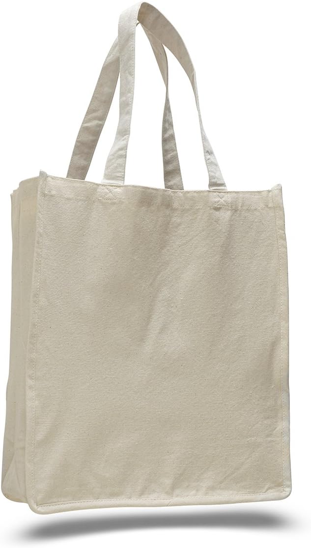 Pack of 6c-canvas Jumbo Bag Jumbo Shopper Tote Bag with Gusset -Size14"w X 17"h X 7"d (Natural)
