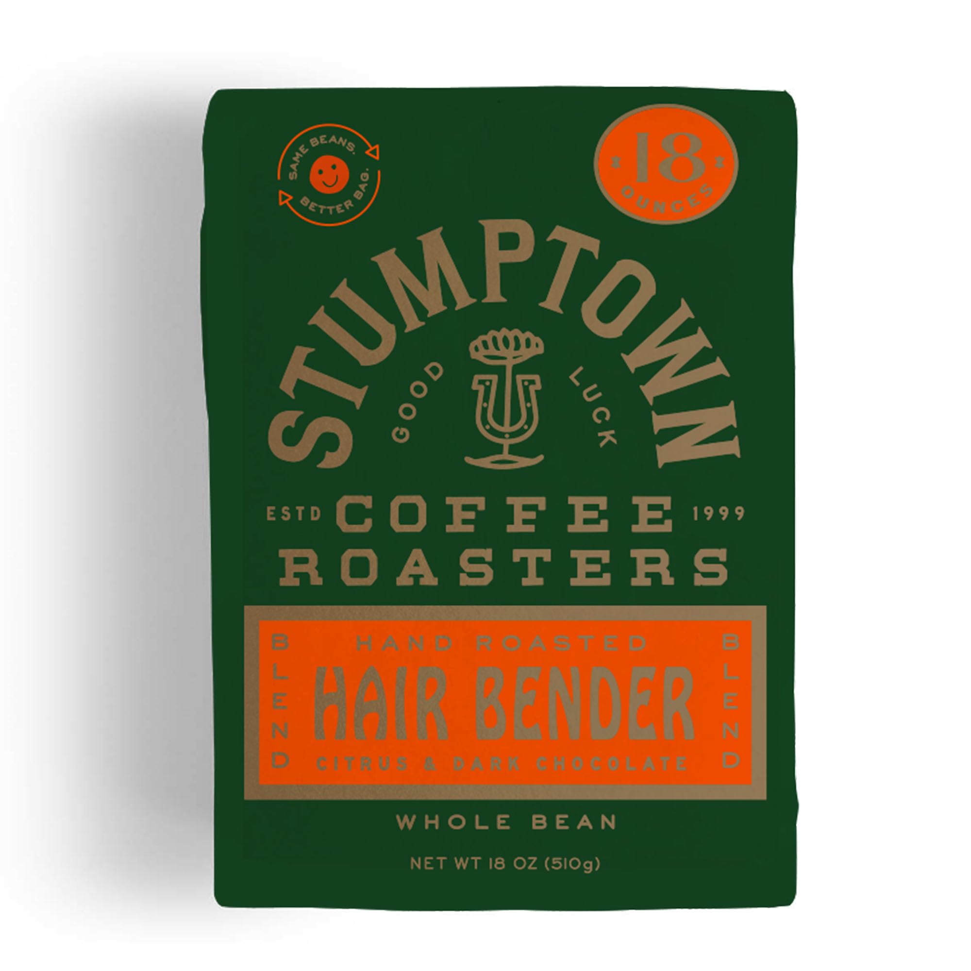 Stumptown Coffee Roasters, Medium Roast Whole Bean Coffee, 100% Arabica Coffee - Hair Bender 18 Ounce Bag with Flavor Notes of Citrus and Dark Chocolate