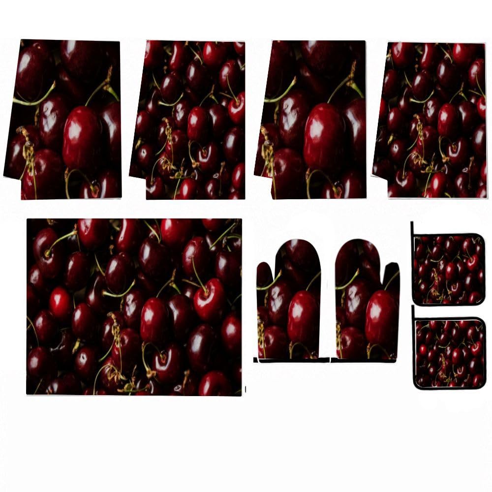 Set di 9 accessori e decorazioni da cucina con ciliegie fresche