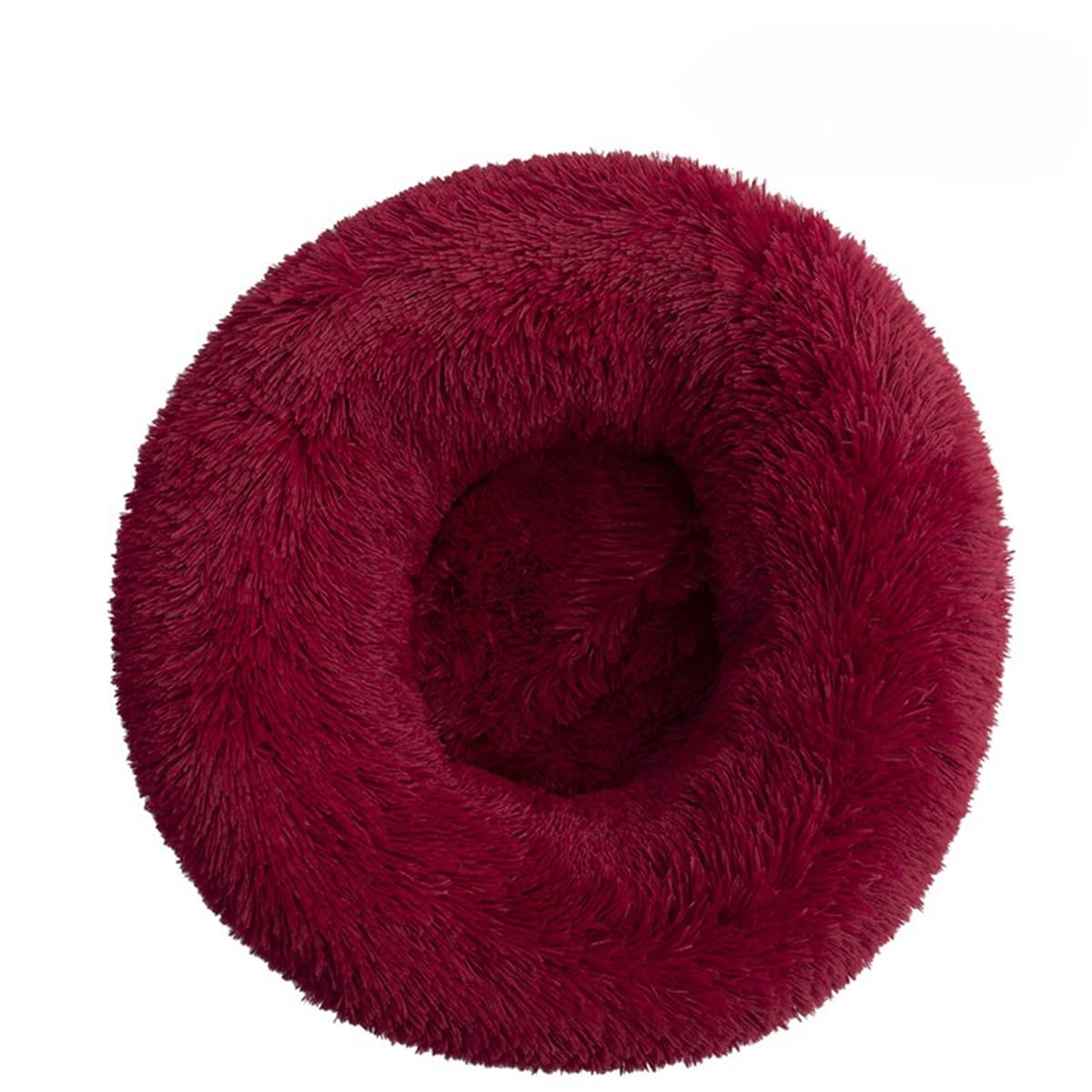 Xisnuient Dog Cat Donut Bed Soft Comfy Plush Puppy Kitten Cuddler Round Bed Anti-Slip Bottom Orthopedic Dog Beds Gift for Small Dogs and Cats (50cm,Red)