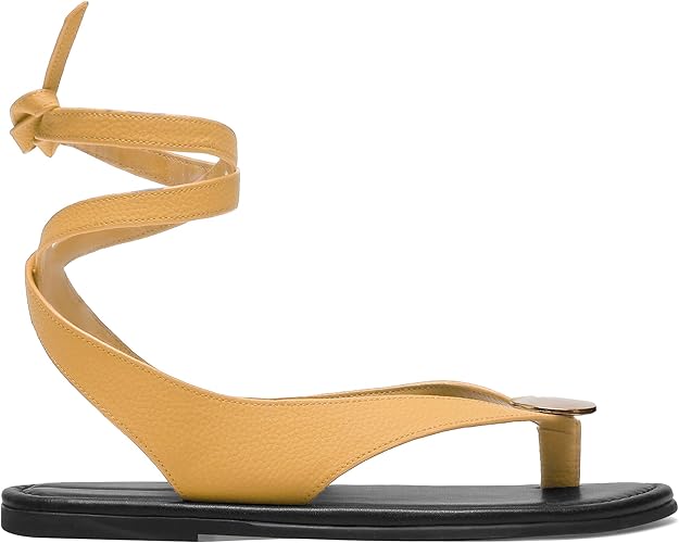 Strap Flip Flop Flat Sandals for Women with Metal Circular Ankle Strappy Ladies Fashion Cute Summer Thong Sandals Dressy.