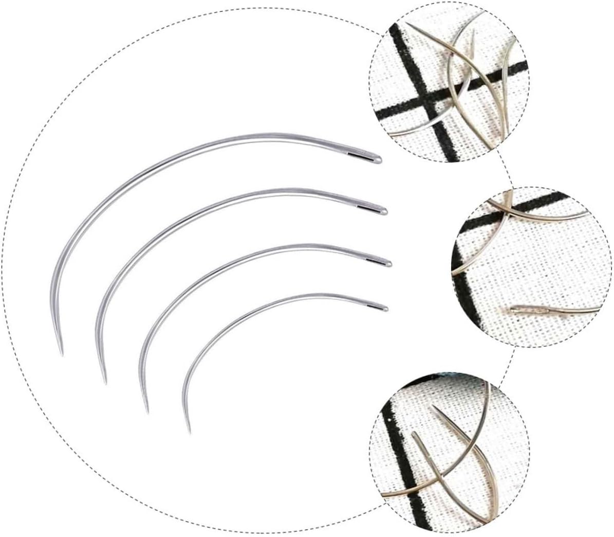 IWOWHERO 200pcs Curved Weaving Needles for Hand Sewing c Type Upholstery Needles for Dolls Crafts and Wig Styling for Various Projects