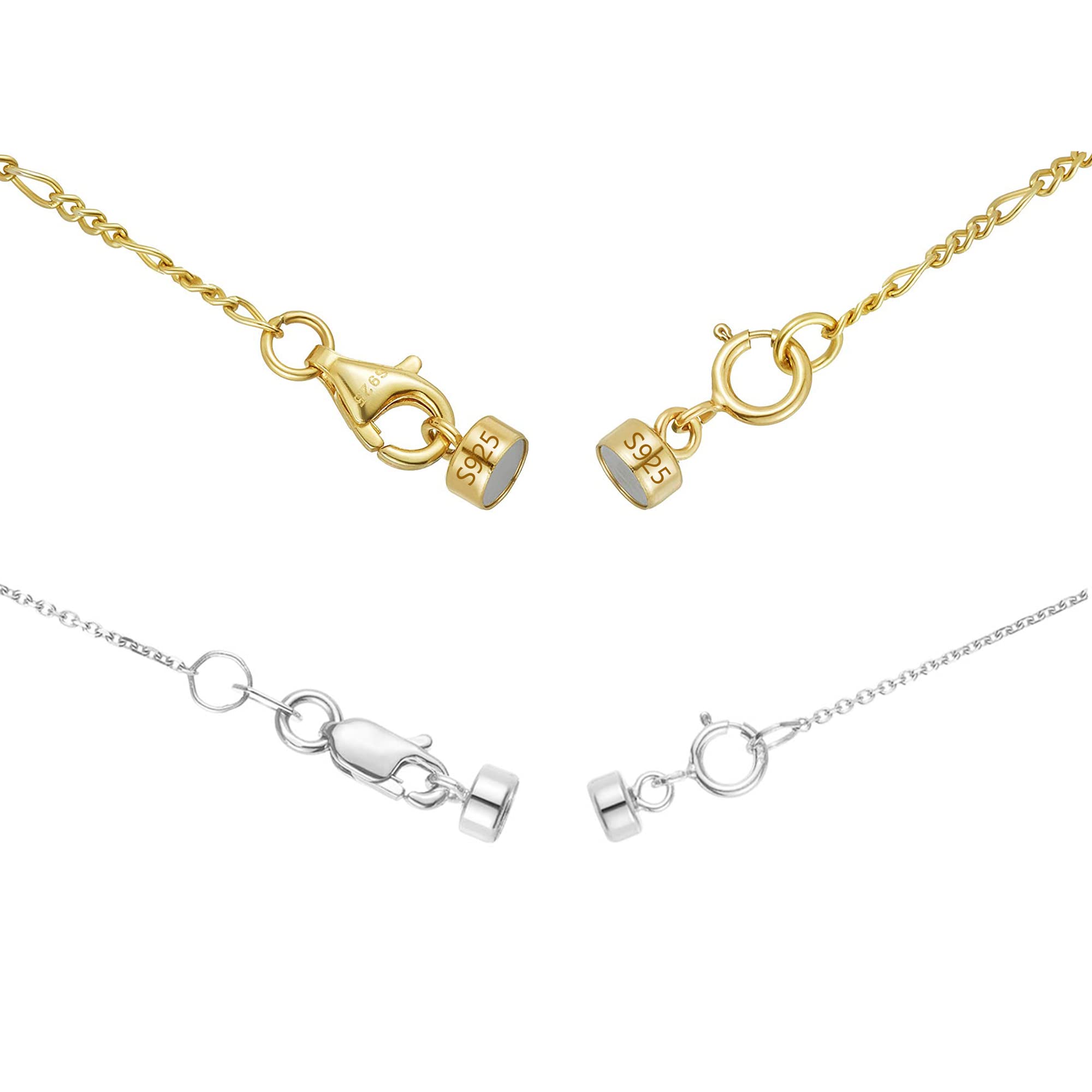 Chaînes D'Extension De Collier 20 Pièces - Rallonges Avec Fermoirs Magnétiques Or Et Argent