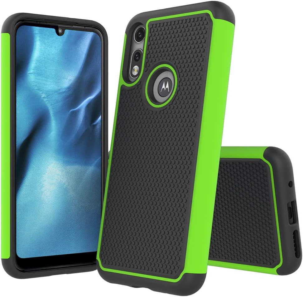 Moto E Phone Case,Moto E 2020 Phone Case,Shock Absorption Ultra-Thin Anti-Slip Armor Silicone Rubber Heavy Duty Hybrid Protective Case Cover for Moto E 2020/Moto E7 (Green)