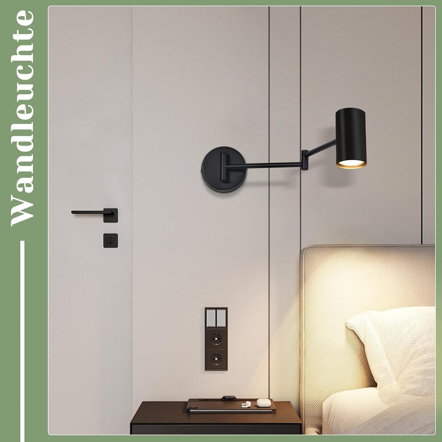Homefire Wandleuchte innen Wandlampe GU10 Schwarz 2 Stück Schwenkbar