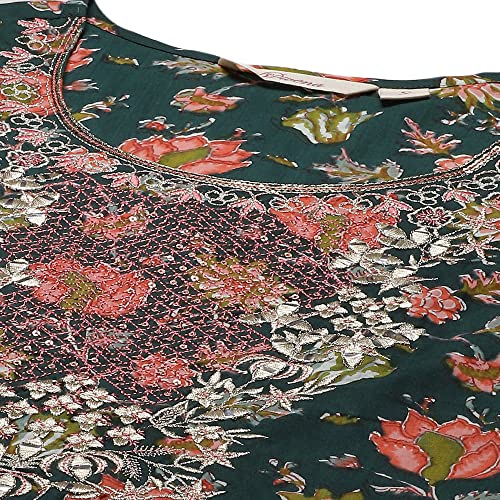 Image of Divena Green Floral Printed Kurta Pant Set with Dupatta