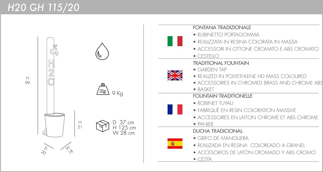 Arkema Design - Fontana H2O tradizionale con cestello GH115-20/9003 bianco
