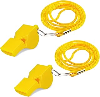 Whistle, 2 Packs Plastic Sports Whistles with Lanyard, Loud Crisp Sound Whistle Ideal for Coaches, Referees, and Officials