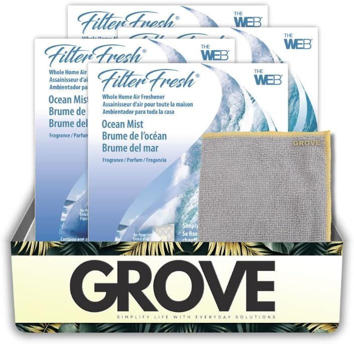 Room Fresheners for Home by FilterFresh Ocean Mist Scent Air Freshener 0.8 oz Gel Bundle with Microfiber Cloth – Provides Continuous Freshness for Your Home with Easy Attachment – Gift Set (5 Items)