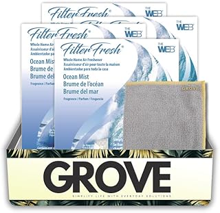 Room Fresheners for Home by FilterFresh Ocean Mist Scent Air Freshener 0.8 oz Gel Bundle with Microfiber Cloth – Provides Continuous Freshness for Your Home with Easy Attachment – Gift Set (5 Items)