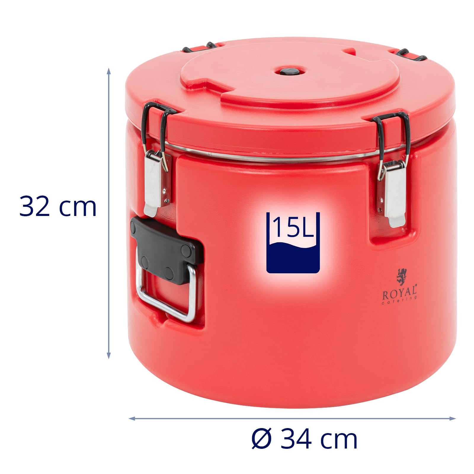 Royal Catering Contenedor aislado Acero Inoxidable Contenedor aislado Inox. RC_TT_2 (Capacidad: 15 L, Acero inoxidable / plástico (PE/PU))