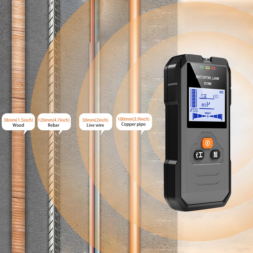 Rilevatore, Sensore Elettronico 4 In 1, Scanner da Parete, Rilevatore Tubi Metallici con Display LCD per Rilevare Legno, Metallo, Cavi Nel Muro e Magnetico O Non Magnetico