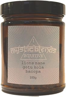 Intuitive: Brain Boosting Herbal Nootropics (High Potency Lion's Mane, Gotu Kola, Bacopa Extracts) 50 Servings. Study, Focus, Meditation, Memory, Brain, Cognitive, Neurons. Vegan.100 grams.