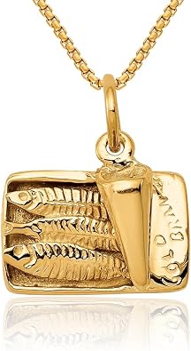 IceCarats 14K Yellow Gold Small Sardine Can Pendant Necklace, 15mm 5/8 inch