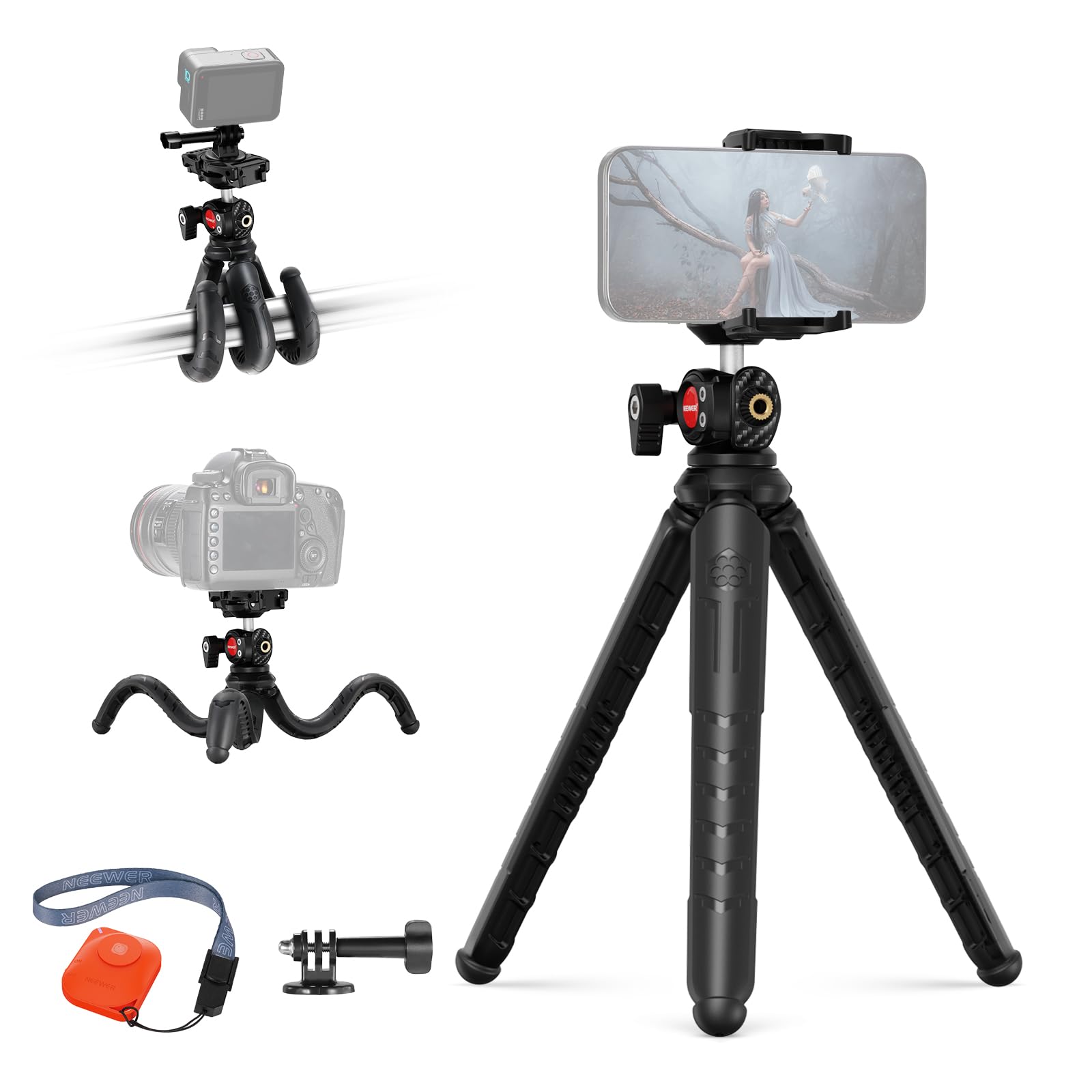 NEEWER TP35 Trípode para iPhone con Remoto, Mini Soporte Móvil Flexible