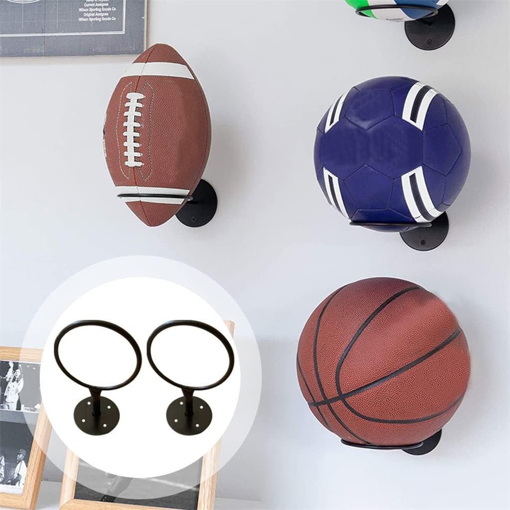 2pcs Easy Install Basketball Storage Rack Soccer Round Hollowball Display l Wall Mounted Ball Holder (Color : Black, Size : One Size) (Black One Size)