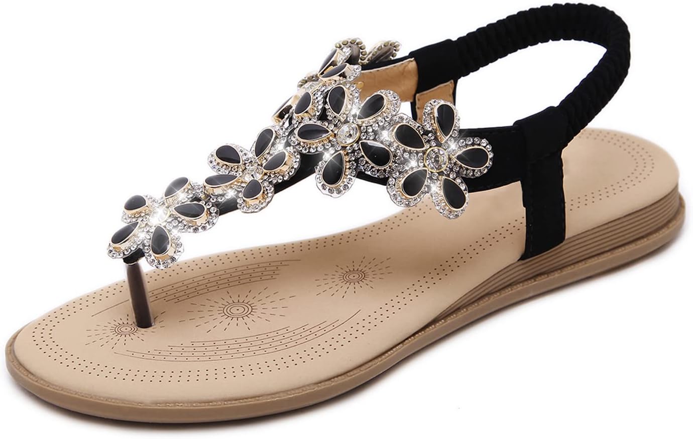 iCKER Women Sandals Rhinestone Dressy Casual Summer flat flip flops Comfortable Sandals
