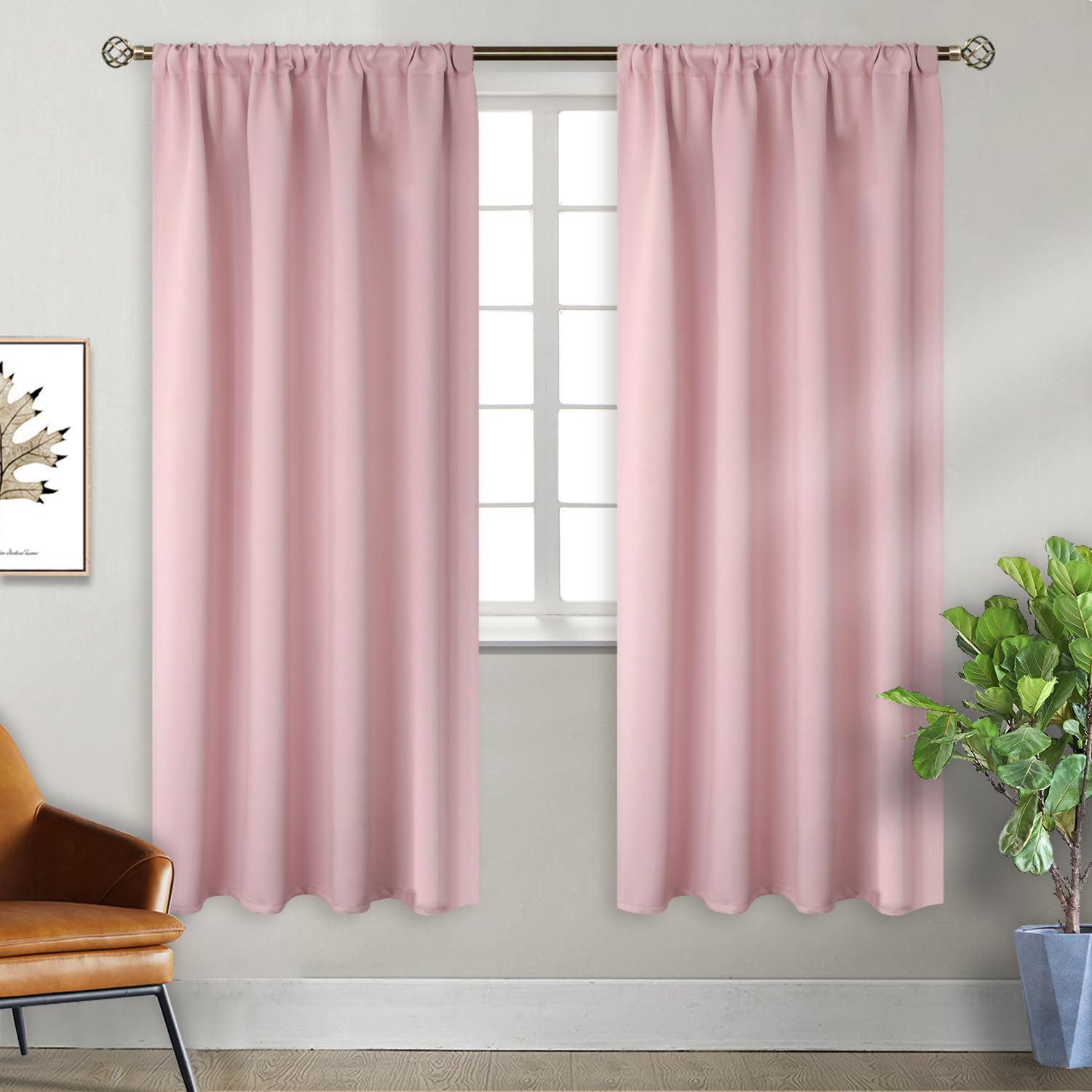 BGment Baby Pink Room Darkening Curtains for Kids Room 72 Inch Legnth - Rod Pocket Thermal Insulated Window Curtain for Girl Bedroom, 42 x 72 Inch, 2