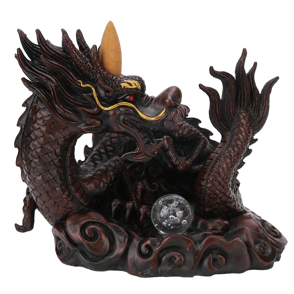Fdit Portaincenso, Forma distintiva del Drago Bruciatore di incenso in Ceramica riflusso Cascata Aromaterapia Ornamento Decorazioni per la casa (7,9 x 6,7 Pollici)