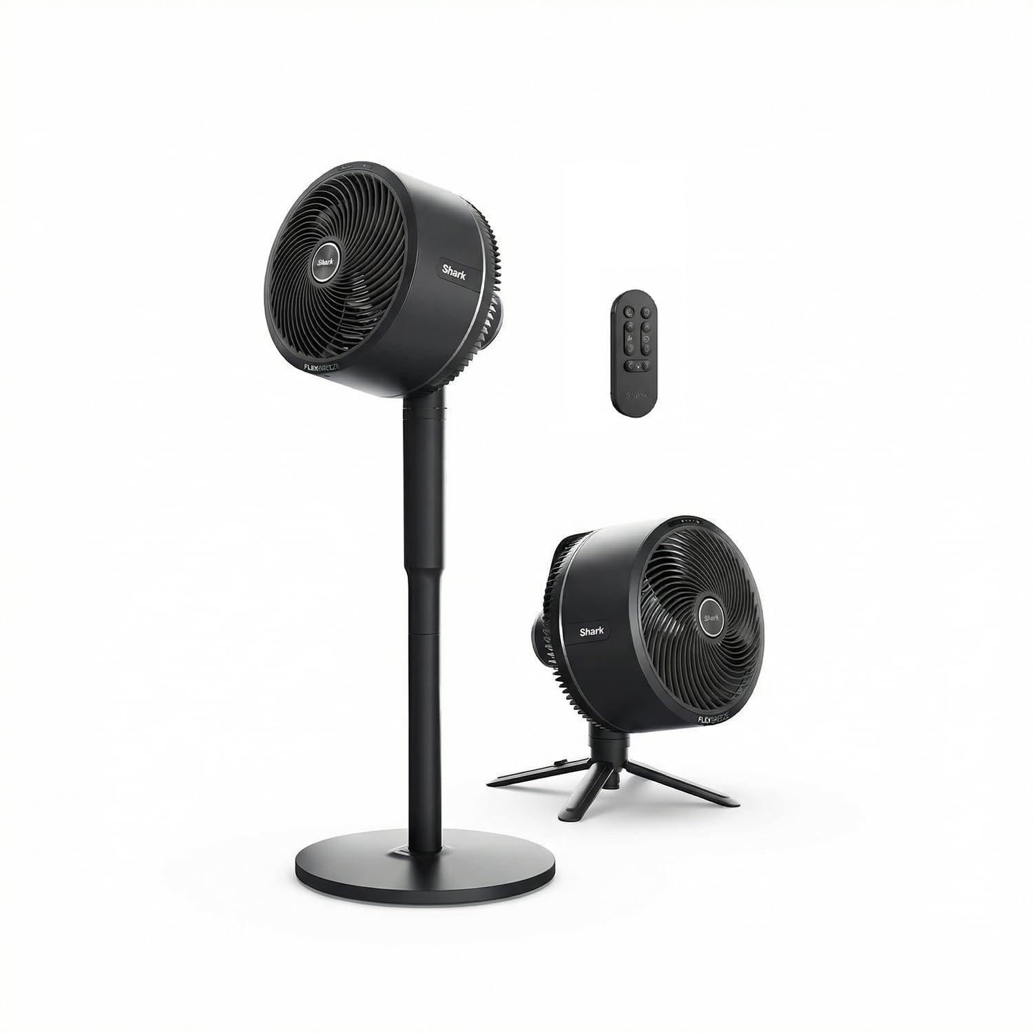 Shark FlexBreeze Cordless Table & Pedestal Fan | 24Hrs Battery | 70 ft Air Throw |BLDC Motor | 180° Oscillation (10 Angles) | 55° Vertical Tilt | 5 Speeds + 2 Breeze Modes | Remote, FA200INBK Black