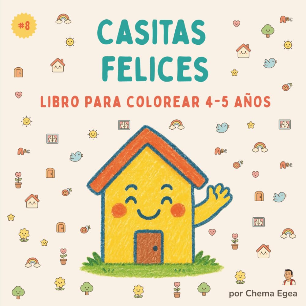 Casitas felices: Libro para colorear de casitas adorables para niños y niñas de 4-5 años | Dibujos grandes, simples y a una cara (Planeta Coloreta)