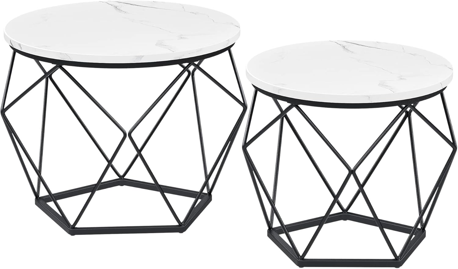 VASAGLE Round Coffee Tables, Set of 2 Side Tables, Modern Style