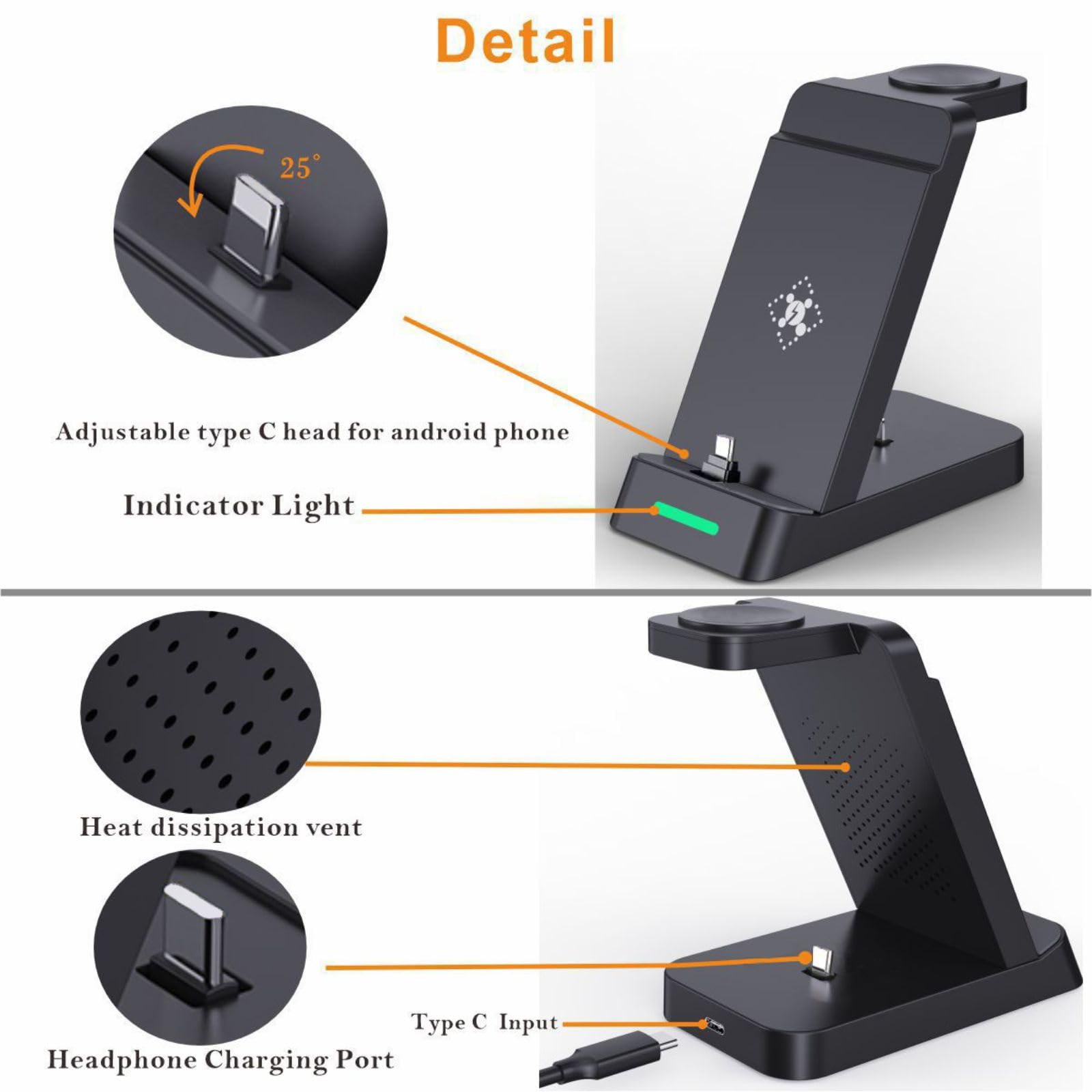 Stacja szybkiego ładowania 3 w 1 do smartfonów Samsung Galaxy, zegarków i słuchawek dousznych, bardzo szybka ładowarka USB C do Samsung Galaxy S25/S24/S23/S22/21/20/Note 20/10, Galaxy Watch Ultra 8/7