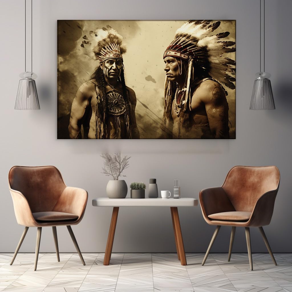 Canvas for Living room. Whispers of Tradition An Intimate Glimpse into Native American Heritage, 27 x 18 inch Canvas Wall Art - Contemporary Masterpieces - Modern Home Decor - 69x46 cm (27x18 inch)