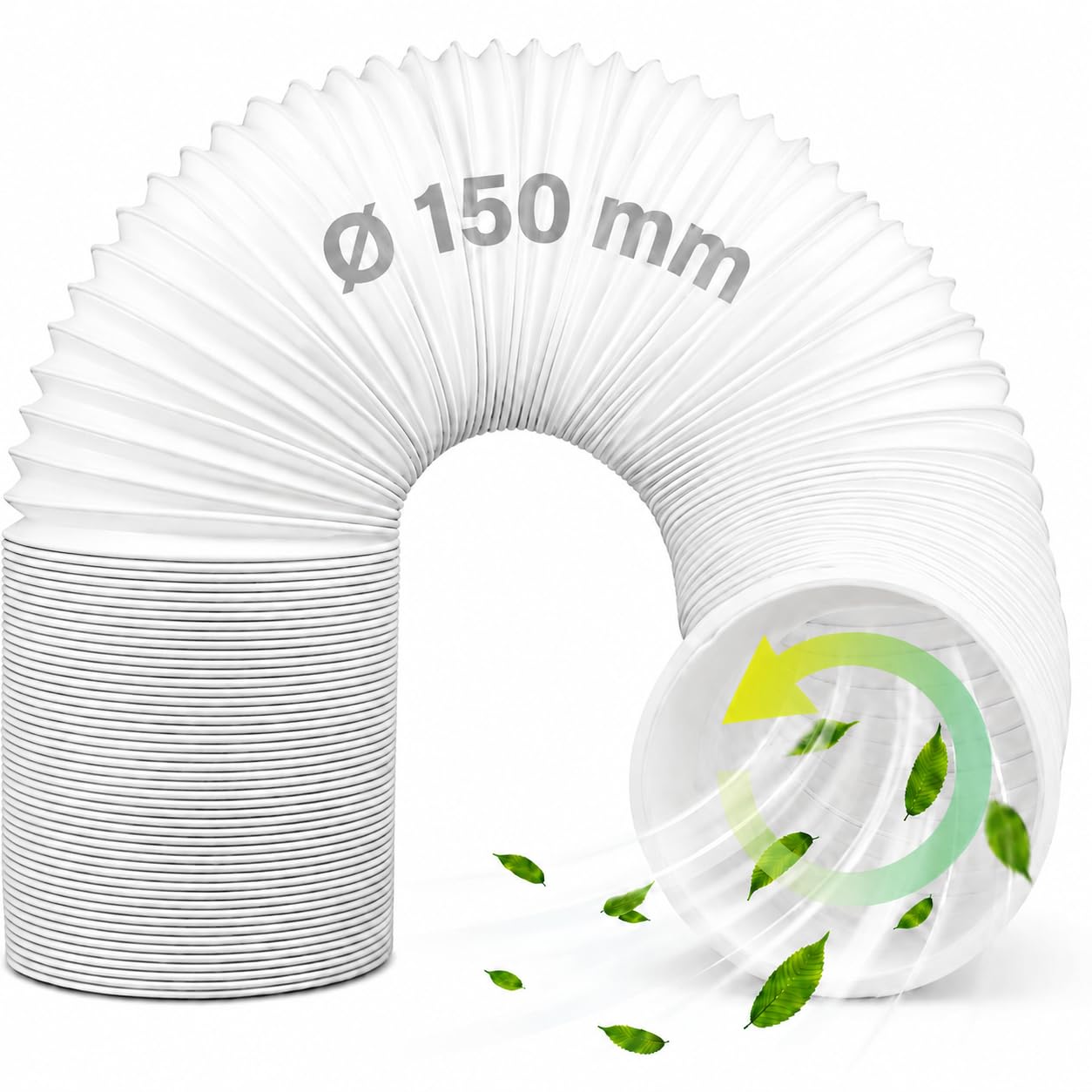 VisitRyl 150mm Portable Air Conditioner Hose, 6 Inch Flexible Exhaust Duct with Counterclockwise Thread, Universal AC Vent Hose Extension for Tumble Dryer & Extractor Fan, Easy to Install, 300cm