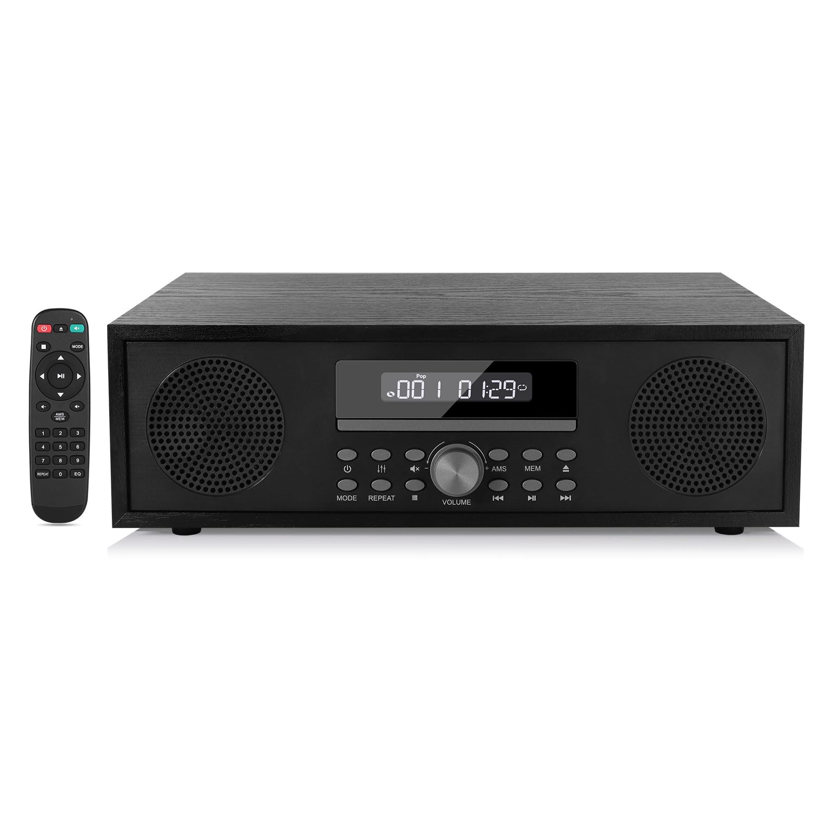 Microcadena CD con Bluetooth, Microsistema Compatible con CD MP3, Radio FM, Estéreo Hi-Fi con Entrada USB AUX, Sistema de Música Reproductor de CD con Salida de Audio, Toma de Auriculares (CD-169)
