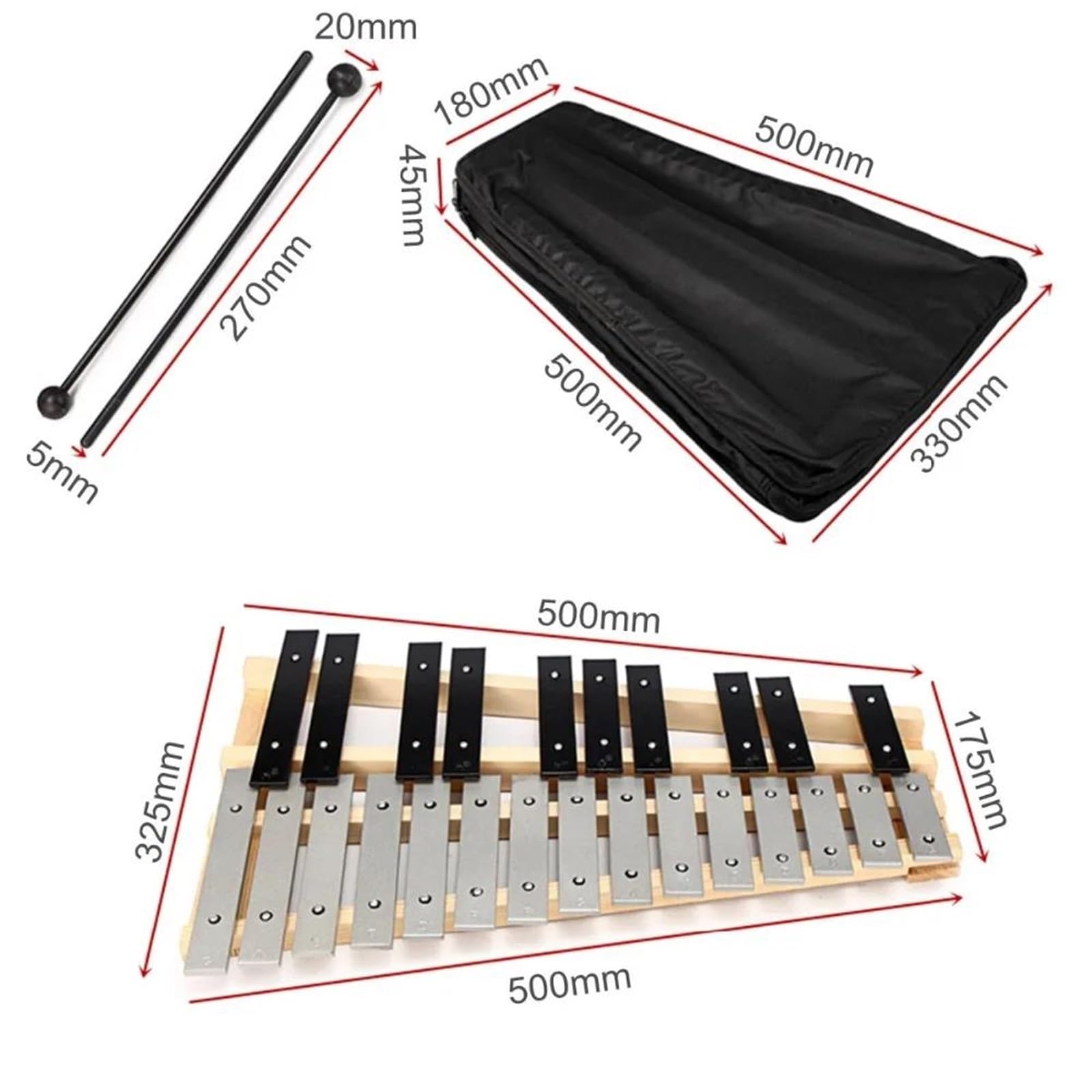 Xilófono 25 Notas Glockenspiel Xilófono Instrumentos Musicales Mazo Percusión Piano De Madera Principiantes