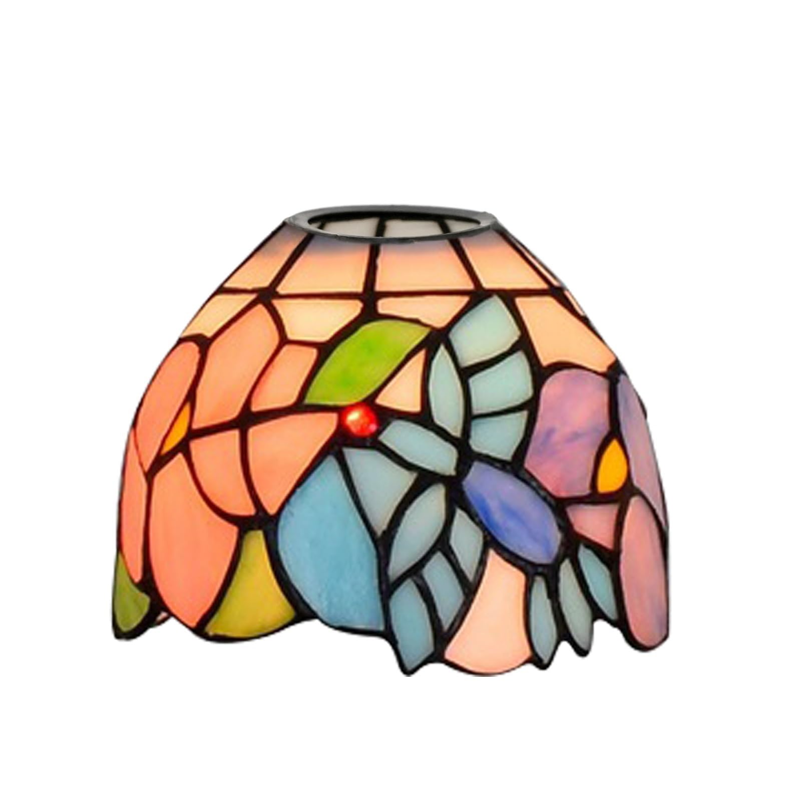 Manhong Bird Flower 6 Inch Stained Glass Lamp Shade, Small Tiffany Replacement Lampshade Richly Colourful Vintage Style Deco For Ceiling Light Pendant Chandelier Wall Lamp(Bird Flower)
