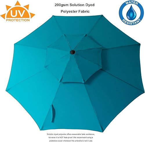 Miniatura 3 de C-Hopetree Paraguas de mercado de patio al aire libre doble de 9 pies con luces LED solares e inclinación