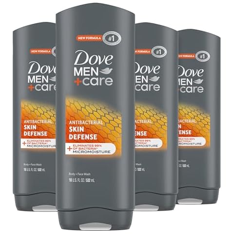 Dove Men+Care Body Wash Skin Defense 4 Count For Smooth and Hydrated Skin Care Effectively Washes Away Bacteria While Nourishing Your Skin 18 oz Cover