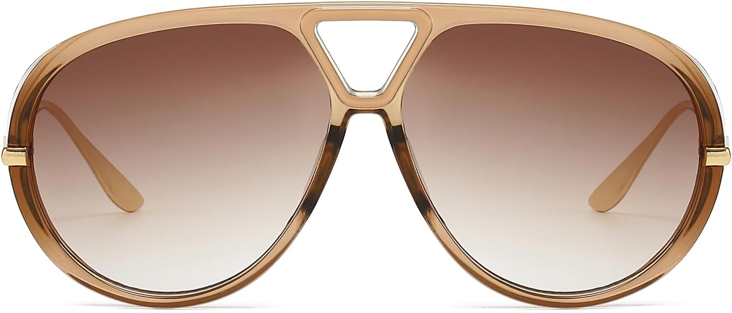 OSAGAMA Trendy Oversized Aviator Sunglasses for Women Men Luxury Vintage Shades Retro Metal Sunglasses Shield