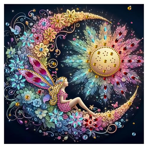 Peinture diamant soleil et lune adulte strass cristal fée 30 cm
